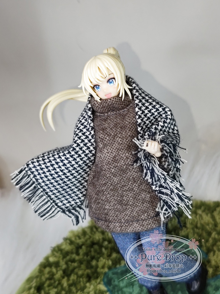 1/12サイズ ストール 千鳥柄 (創彩少女庭園・ドレスアップボディMで着用確認)