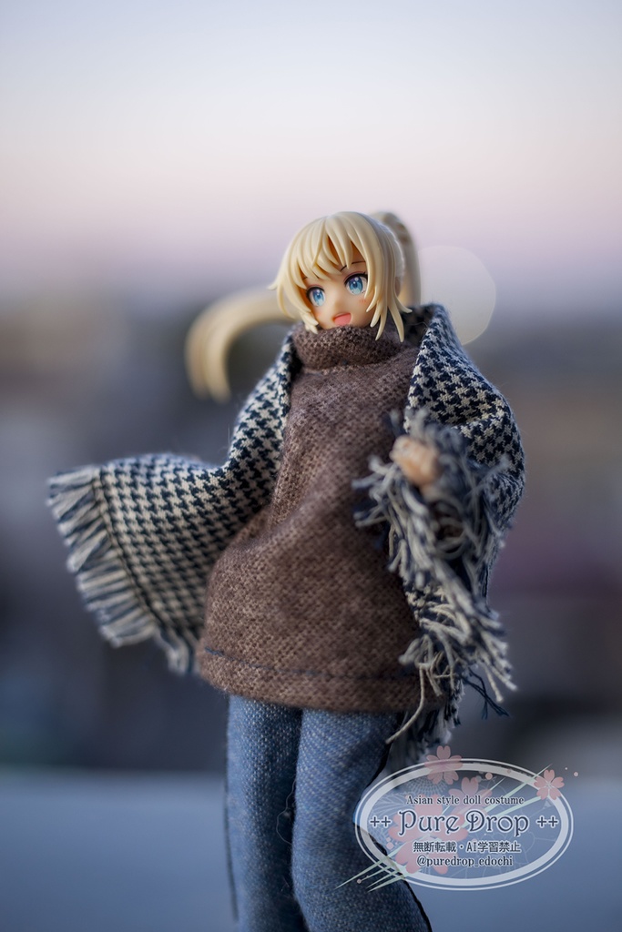 1/12サイズ ストール 千鳥柄 (創彩少女庭園・ドレスアップボディMで着用確認)