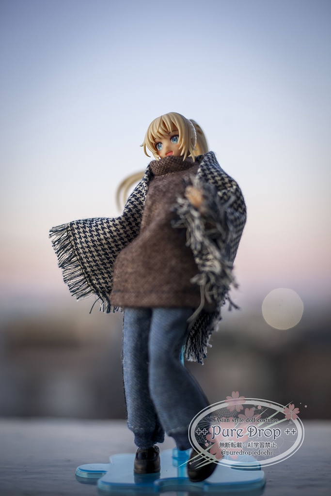 1/12サイズ ストール 千鳥柄 (創彩少女庭園・ドレスアップボディMで着用確認)