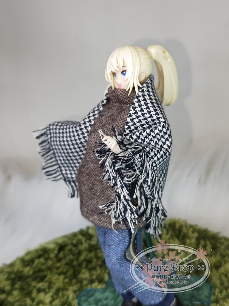 1/12サイズ ストール 千鳥柄 (創彩少女庭園・ドレスアップボディMで着用確認)