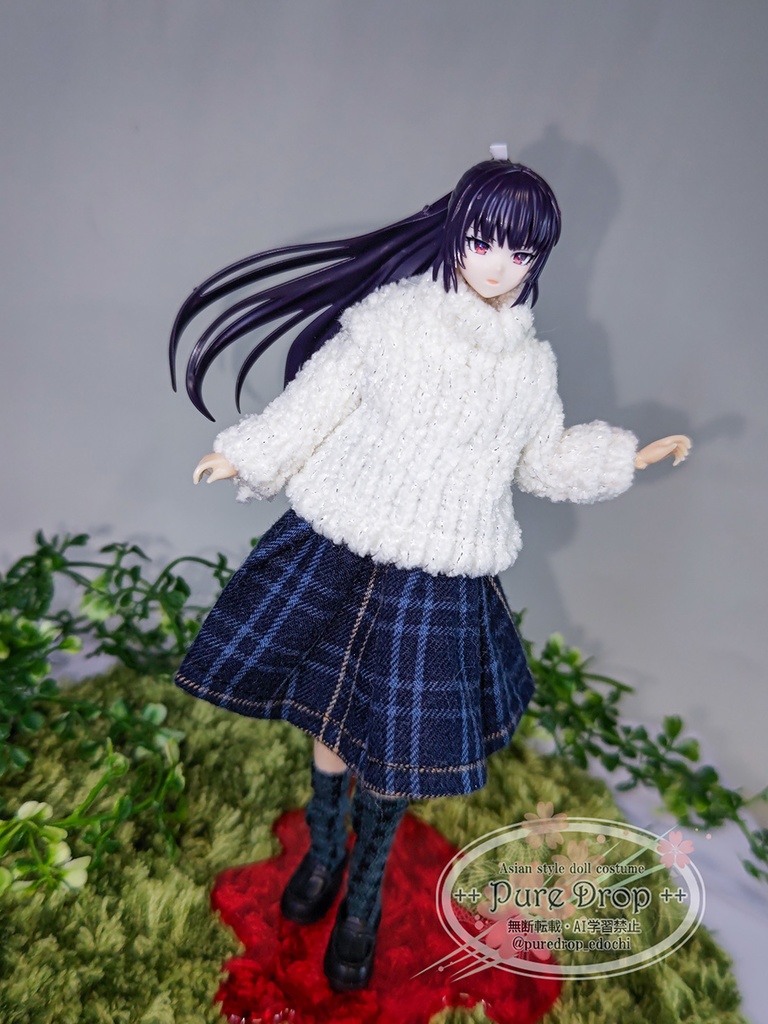 1/12サイズ もこもこセーター+スカート コーデ (創彩少女庭園・ドレスアップボディLで着用確認)