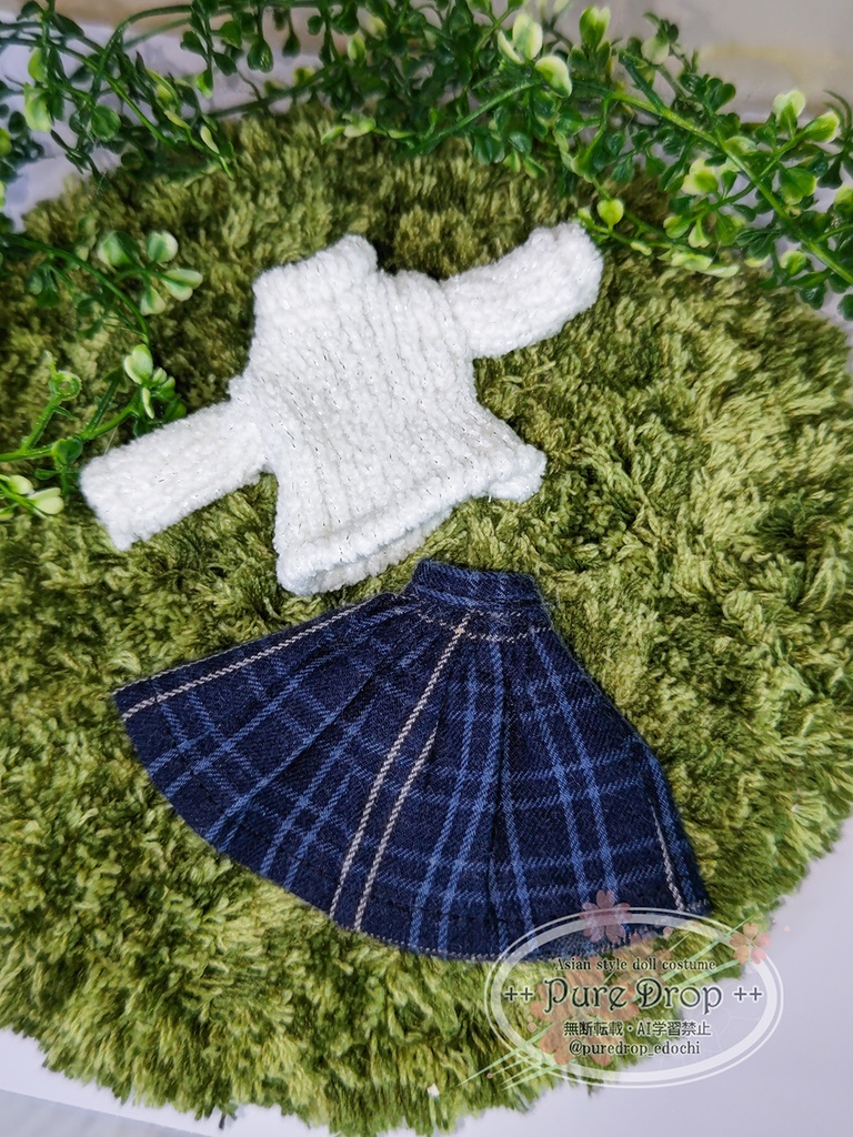 1/12サイズ もこもこセーター+スカート コーデ (創彩少女庭園・ドレスアップボディLで着用確認)