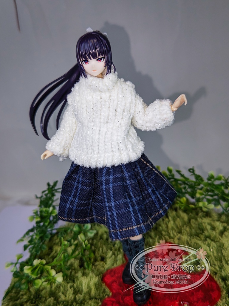 1/12サイズ もこもこセーター+スカート コーデ (創彩少女庭園・ドレスアップボディLで着用確認)