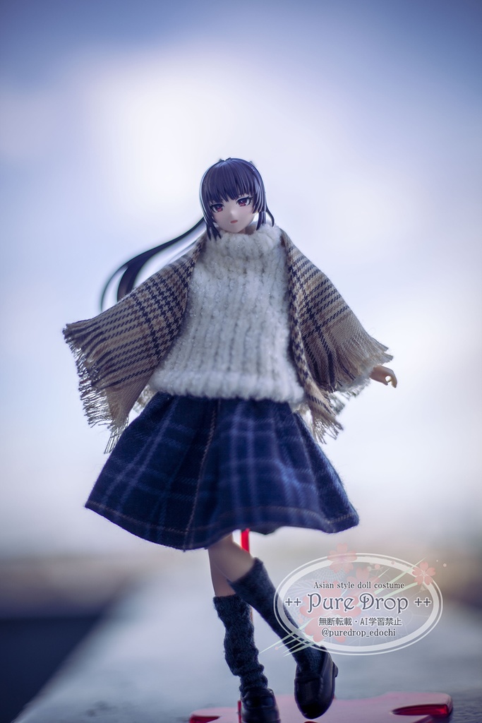 1/12サイズ もこもこセーター+スカート コーデ (創彩少女庭園・ドレスアップボディLで着用確認)