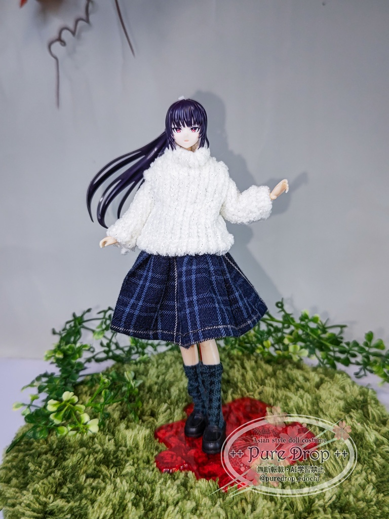 1/12サイズ もこもこセーター+スカート コーデ (創彩少女庭園・ドレスアップボディLで着用確認)