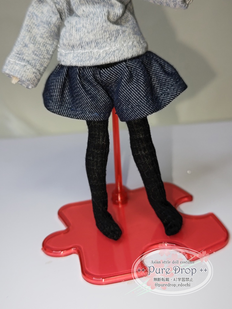 1/12 1/10 サイズ ニーハイソックス・ブラック (創彩少女庭園ドレスアップL・Sボディで確認)