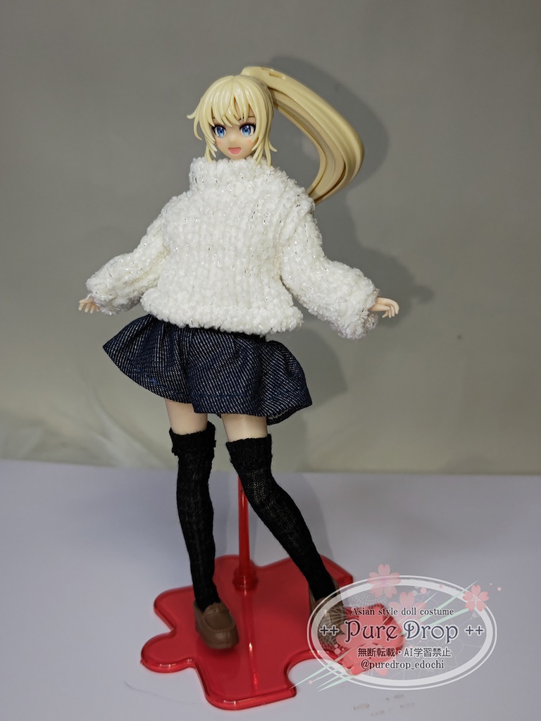 1/12 1/10 サイズ ニーハイソックス・ブラック (創彩少女庭園ドレスアップL・Sボディで確認)