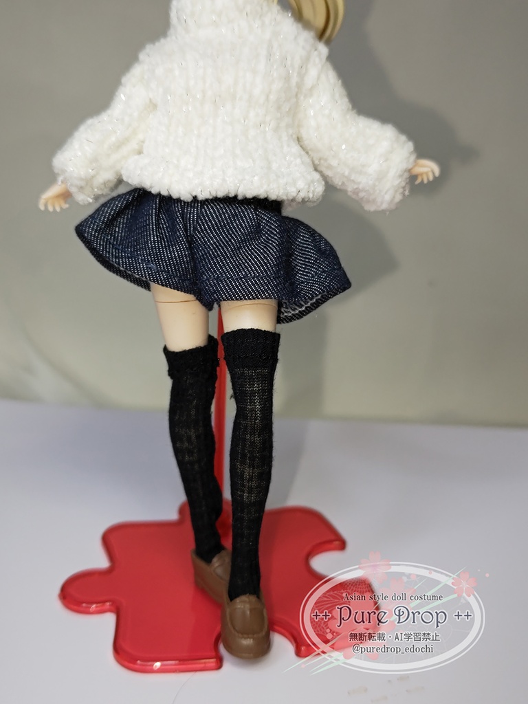 1/12　1/10　サイズ ニーハイソックス・ブラック　(創彩少女庭園ドレスアップL・Sボディで確認)
