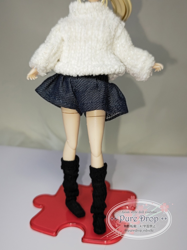 1/12 1/10 サイズ ニーハイソックス・ブラック (創彩少女庭園ドレスアップL・Sボディで確認)