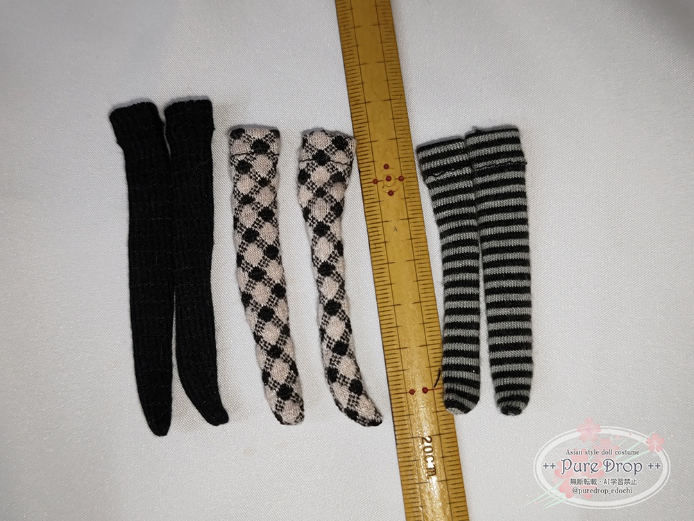 1/12 1/10 サイズ ニーハイソックス・ボーダー柄 (創彩少女庭園ドレスアップL・Sボディで確認)