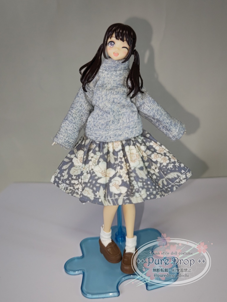 1/12 1/10 Aラインギャザースカート　青花(創彩少女庭園Mボディ確認