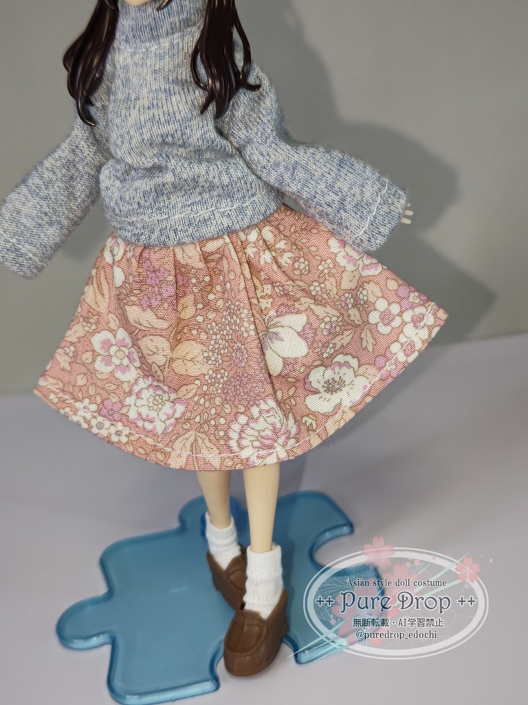 1/12 1/10 Aラインギャザースカート ピンク 花(創彩少女庭園Mボディ確認