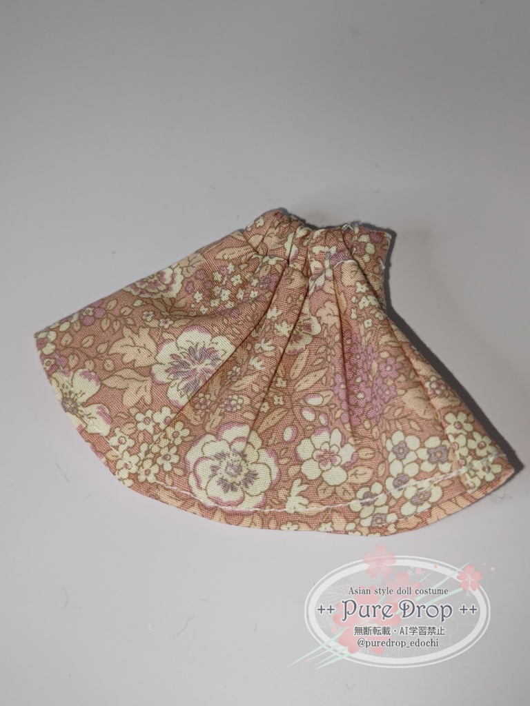 1/12 1/10 Aラインギャザースカート ピンク 花(創彩少女庭園Mボディ確認