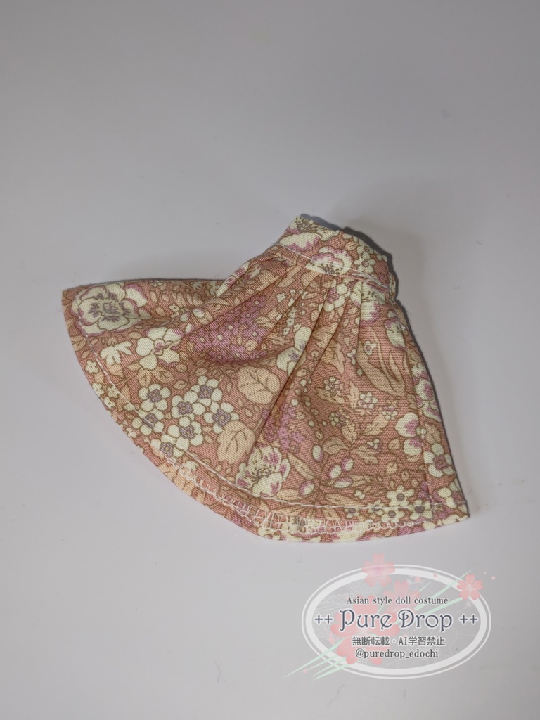 1/12 1/10 Aラインギャザースカート ピンク 花(創彩少女庭園Mボディ確認