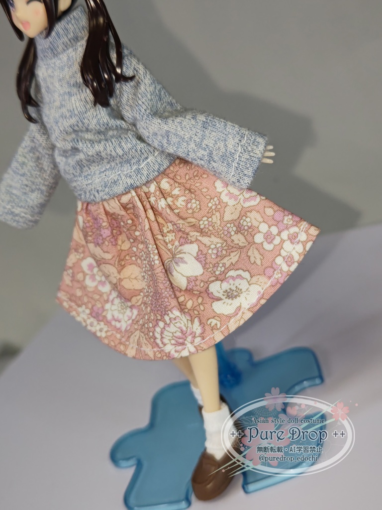 1/12 1/10 Aラインギャザースカート ピンク 花(創彩少女庭園Mボディ確認