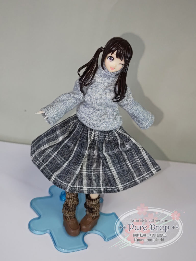 1/12 1/10 Aラインギャザースカート 紺チェック (創彩少女庭園Mボディ確認