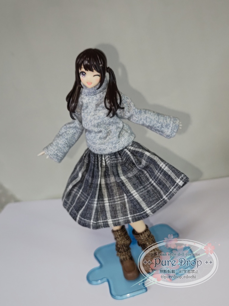 1/12 1/10 Aラインギャザースカート 紺チェック (創彩少女庭園Mボディ確認