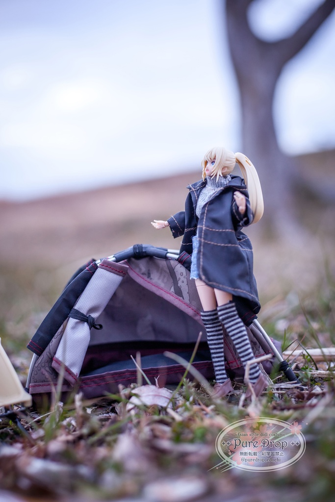 1/10 1/12 ブラックモッズコート (創彩少女庭園ドレスアップボディL・M確認)