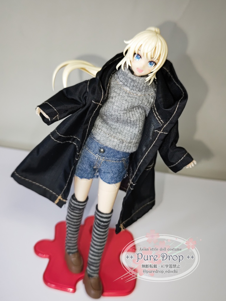 1/10 1/12 ブラックモッズコート (創彩少女庭園ドレスアップボディL・M確認)