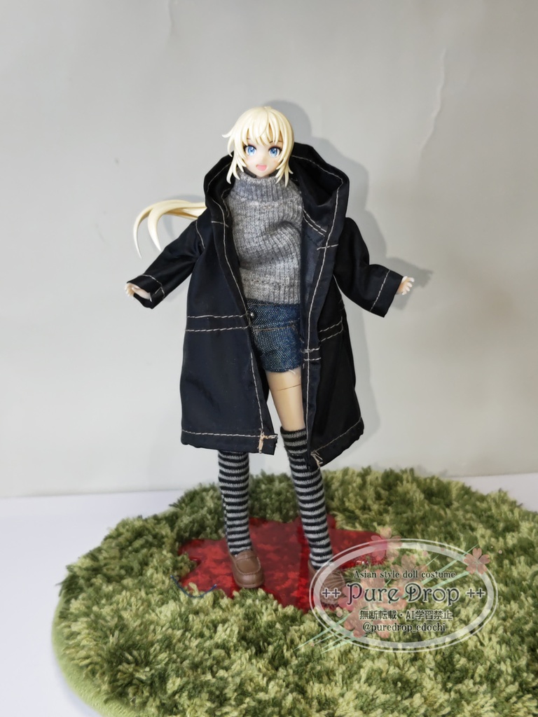 1/10 1/12 ブラックモッズコート (創彩少女庭園ドレスアップボディL・M確認)