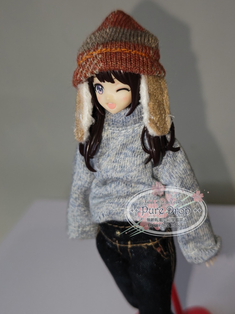 1/10 1/12 ニット帽・耳当て付 オレンジ (創彩少女庭園でサイズ確認)