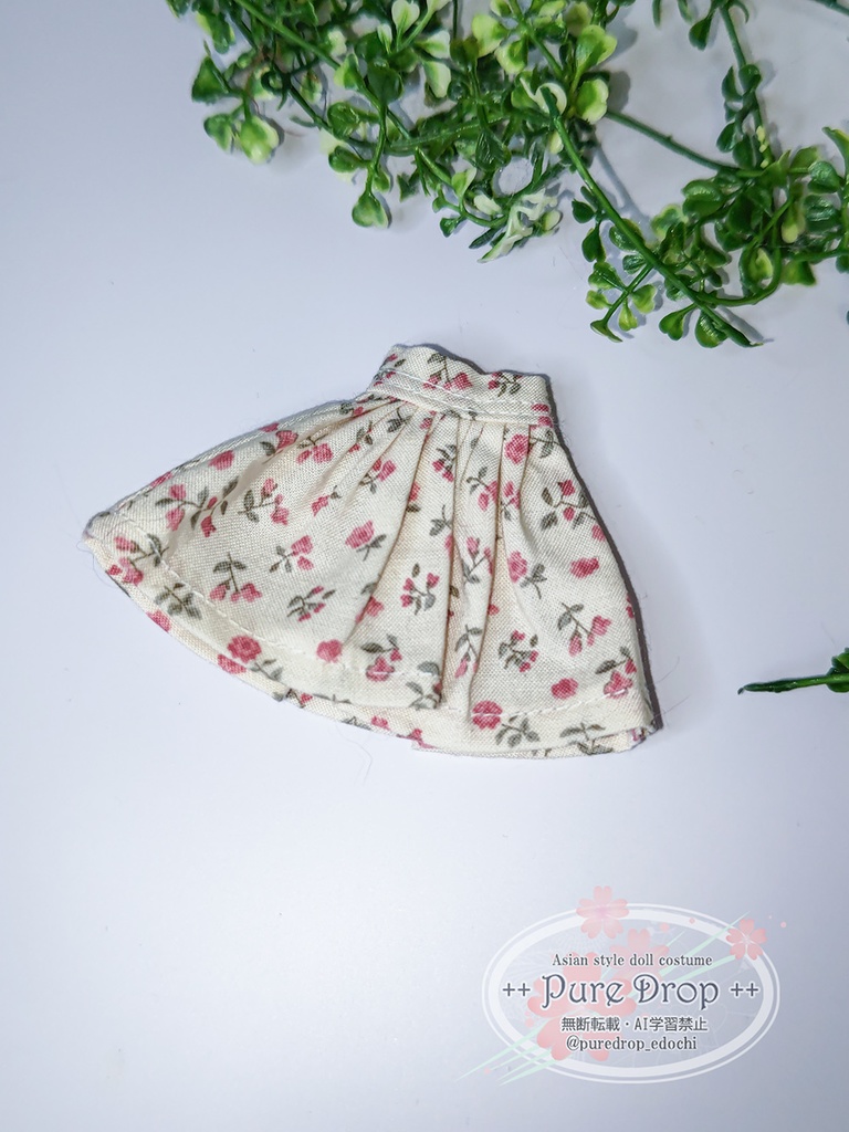 1/12 1/10 Aラインギャザースカート ピンク 白花(創彩少女庭園Sボディ確認