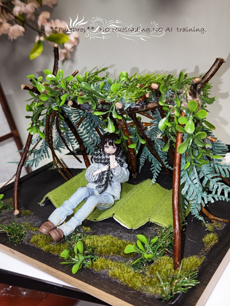 【製作中・試作品】1/10　1/12サイズ　ブッシュクラフト風A型シェルター