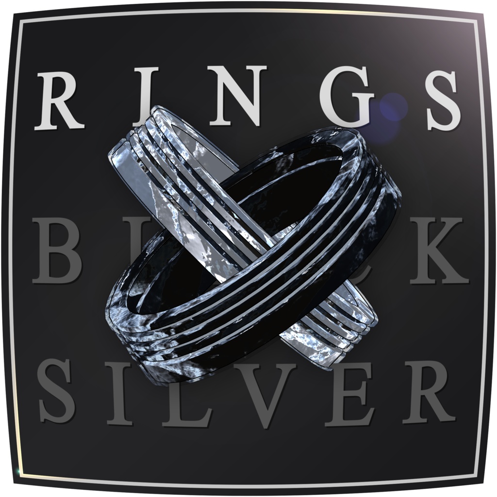 [200¥] Black & Silver Rings ブラック＆シルバーリング