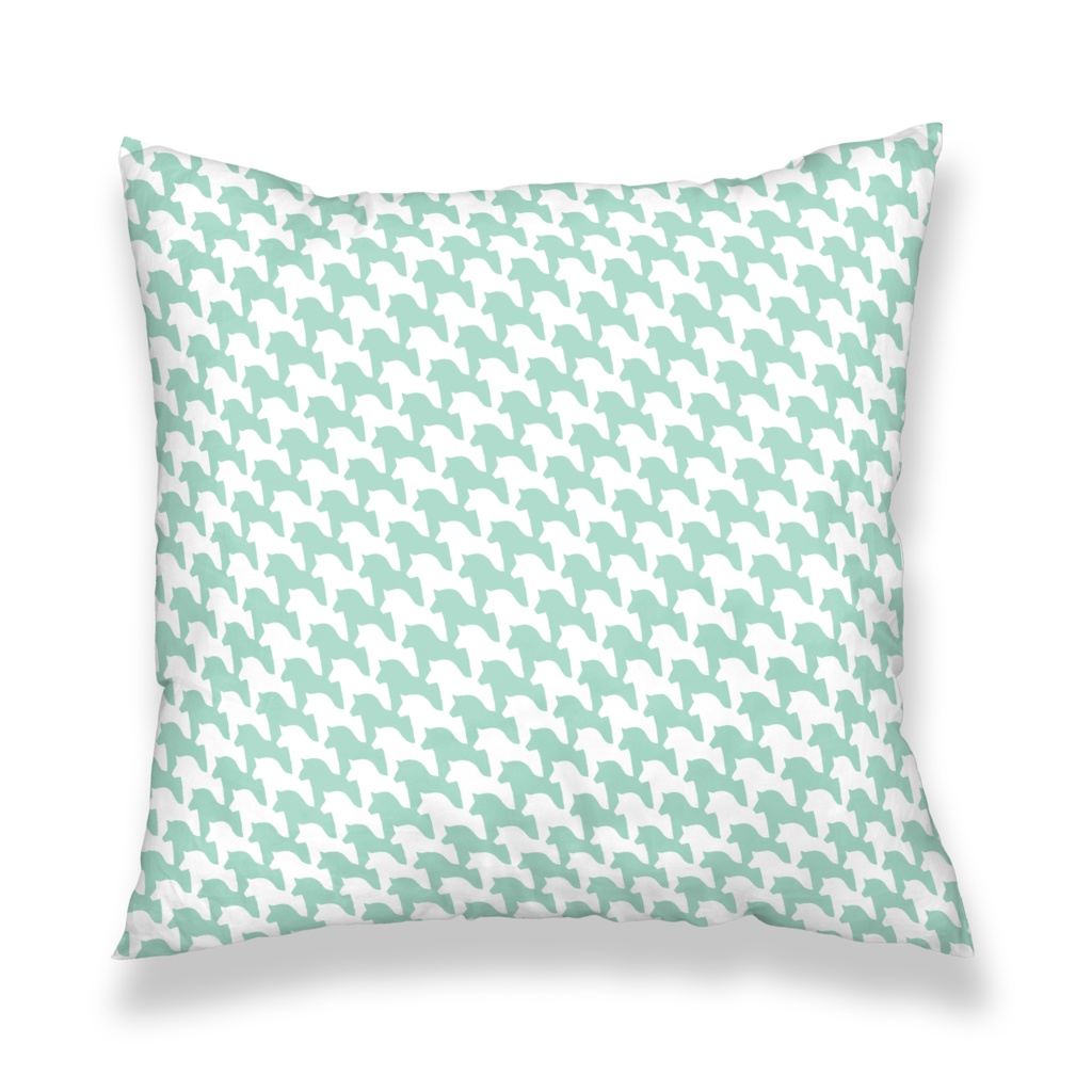 千馬格子クッションカバー(ホワイトXミントグリーン)