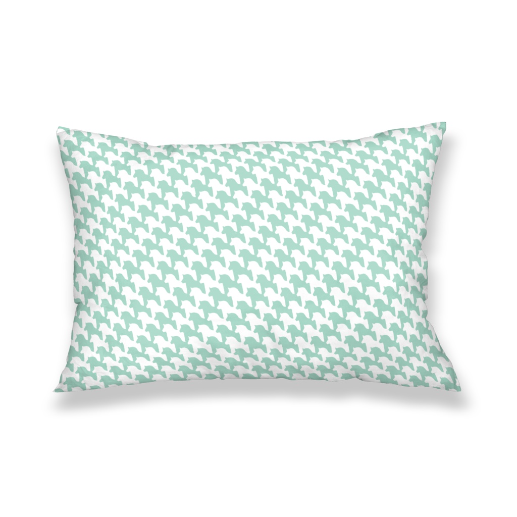 千馬格子枕カバー(ホワイトXミントグリーン)