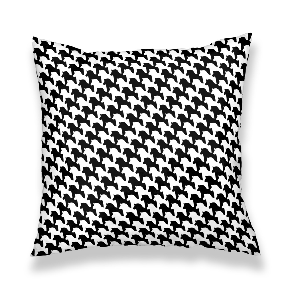 千馬格子クッションカバー(ホワイトXブラック)