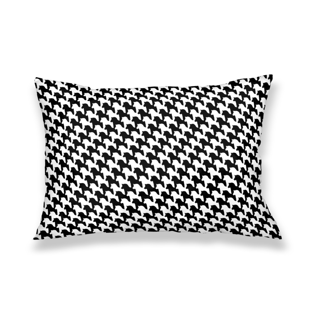 千馬格子枕カバー(ホワイトXブラック)