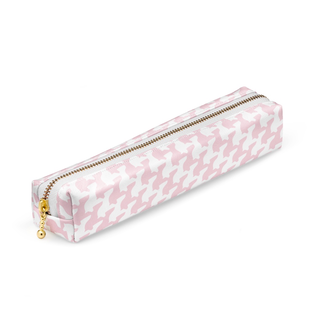 千馬格子ペンケース(ホワイトXピンク)