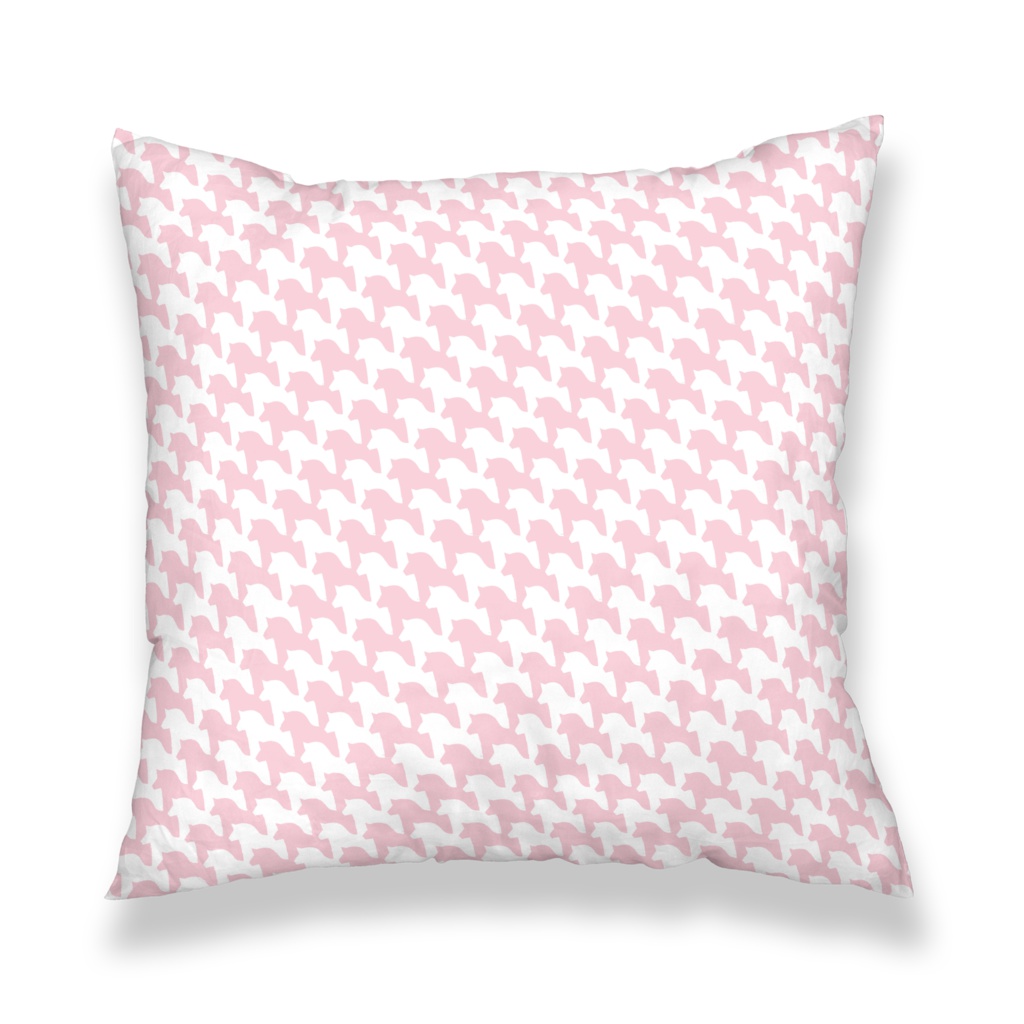 千馬格子クッションカバー(ホワイトXピンク)