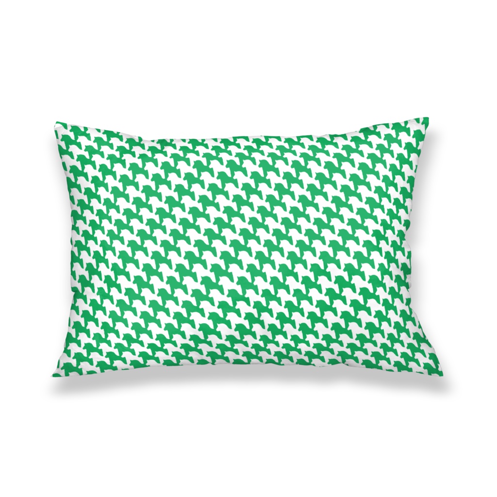 千馬格子枕カバー(ホワイトXグリーン)