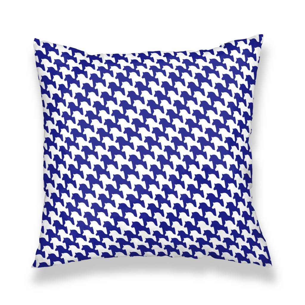 千馬格子クッションカバー(ホワイトXブルー)