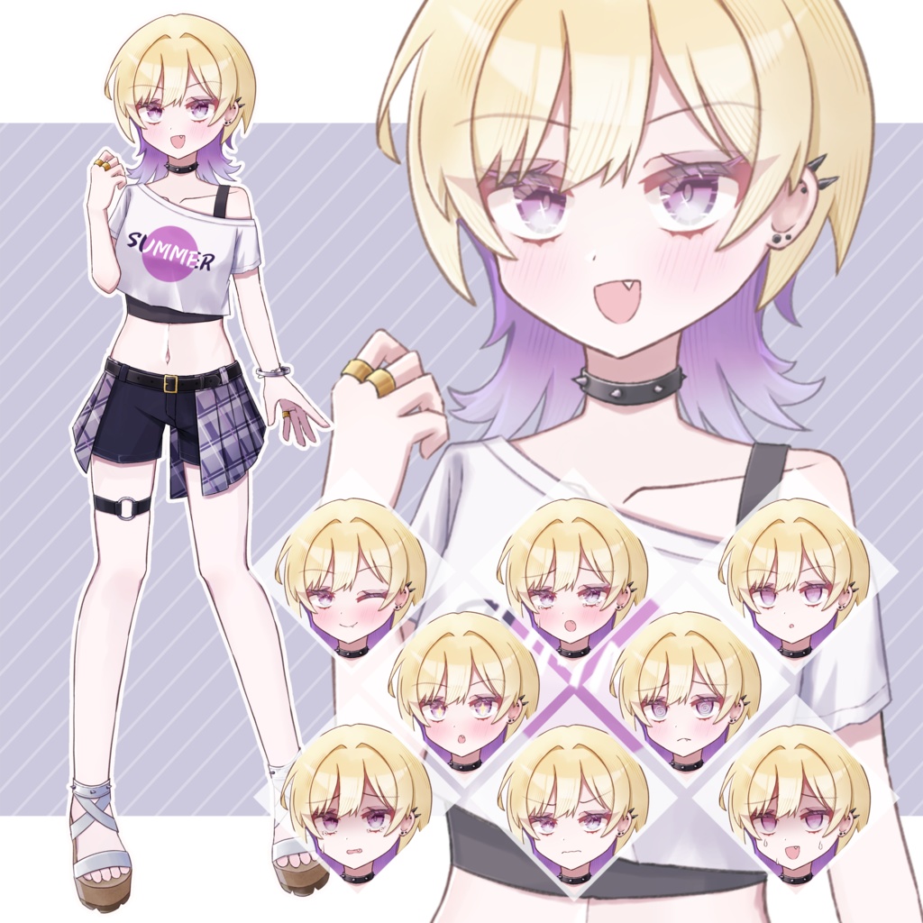 【立ち絵素材】サマー系パンクガール【差分40枚】