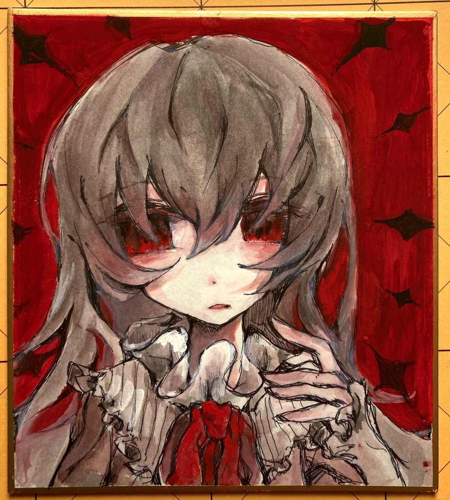 うみ赤ミニ色紙原画