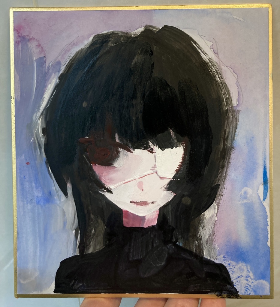ミニ色紙原画黒