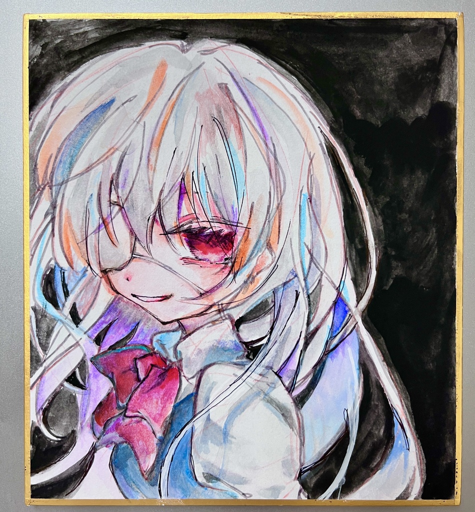 ミニ色紙原画黒