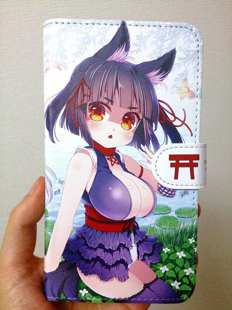 のじゃ■リババア狐さま(シロ&クロ)手帳型Androidケース