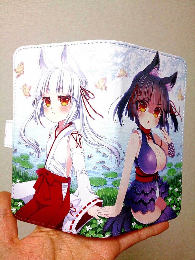 のじゃ■リババア狐さま(シロ&クロ)手帳型Androidケース