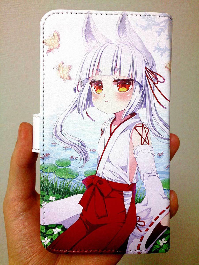 のじゃ■リババア狐さま(シロ&クロ)手帳型Androidケース