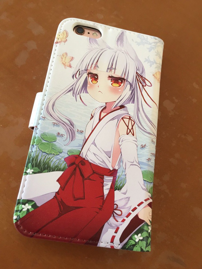 のじゃ■リババア狐さま(シロ&クロ)手帳型iPhoneケース