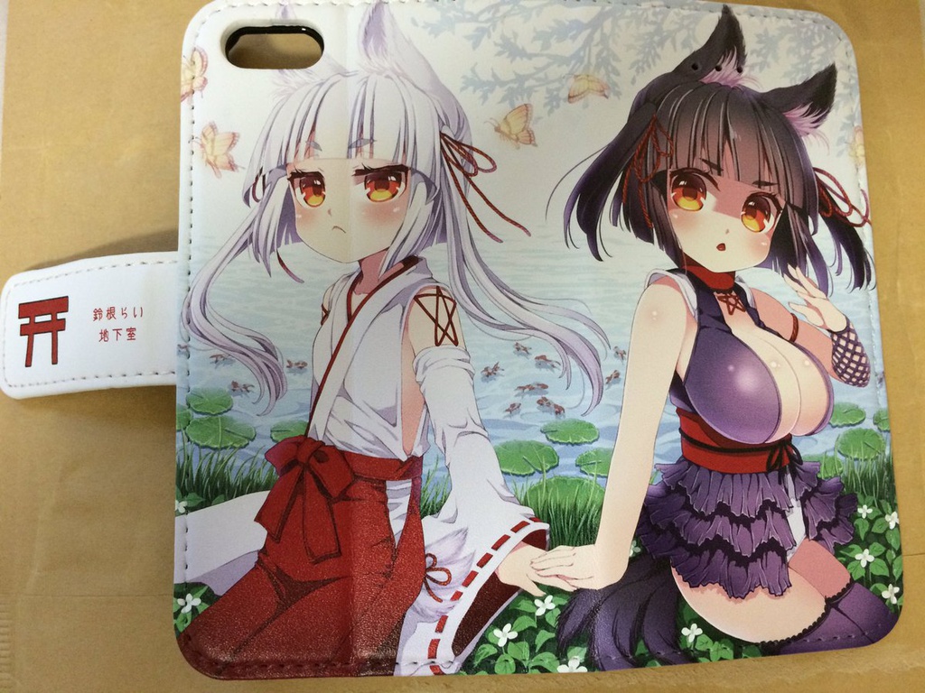 のじゃ■リババア狐さま(シロ&クロ)手帳型iPhoneケース