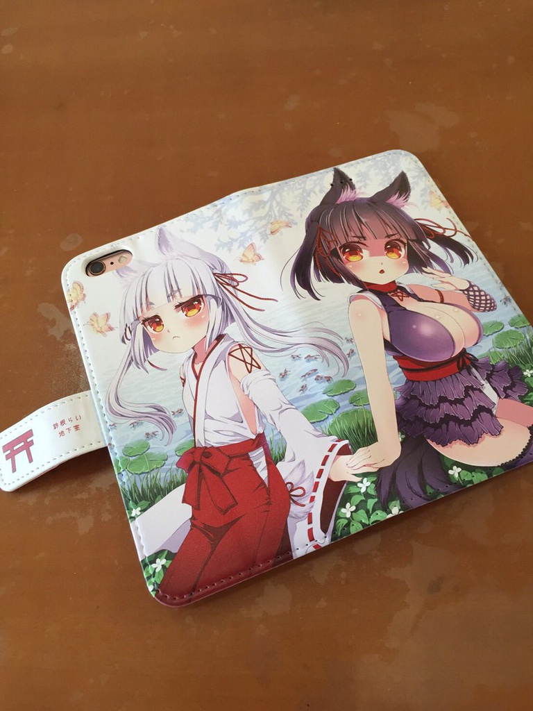 のじゃ■リババア狐さま(シロ&クロ)手帳型iPhoneケース