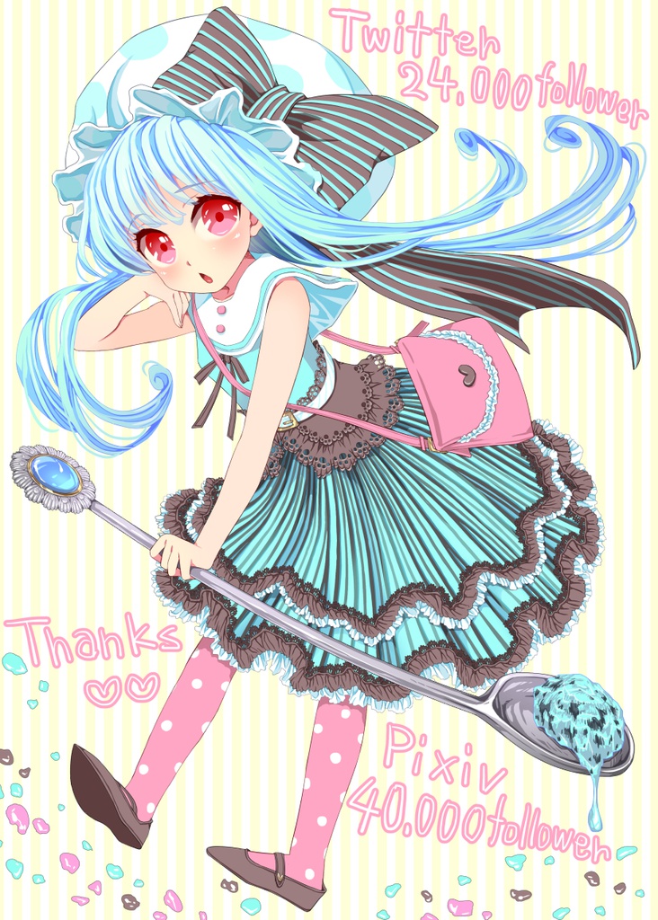 チョコミント色アクリルキーホルダー(twitter24,000&pixiv40,000フォロワー感謝絵)