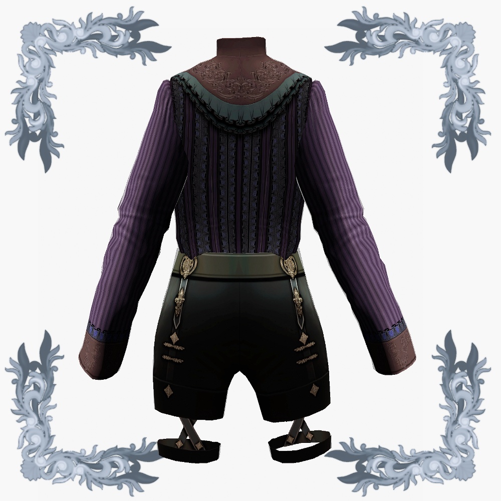 【Vroid用衣装テクスチャ】ゴシックフリルブラウスセット(ショートパンツver)