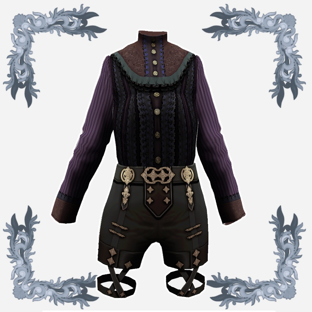 【Vroid用衣装テクスチャ】ゴシックフリルブラウスセット(ショートパンツver)