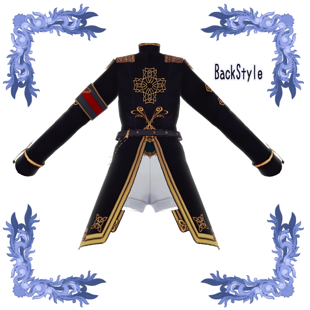 【Vroid用衣装テクスチャ】金刺繍の軍服セット